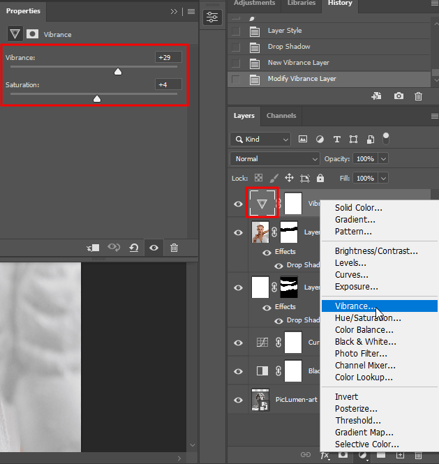 ripped paper effect photoshop vibrance adjustment layer