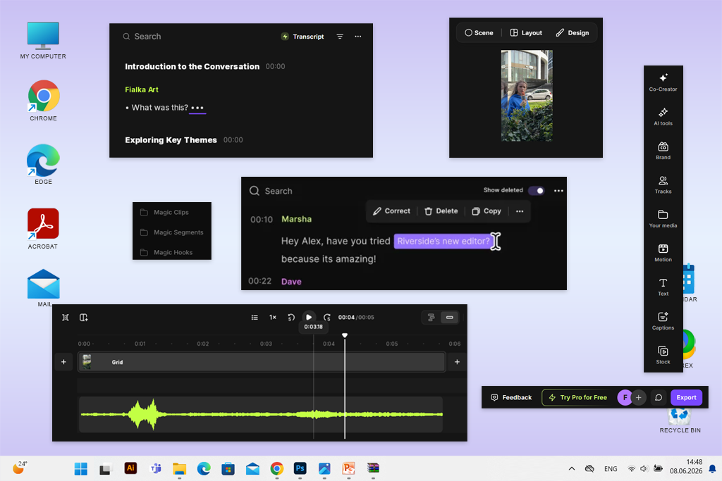 riverside text-based video editor