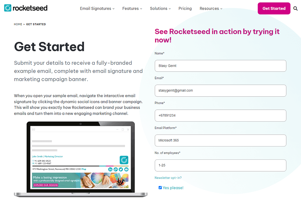 واجهة مولد توقيع البريد الإلكتروني