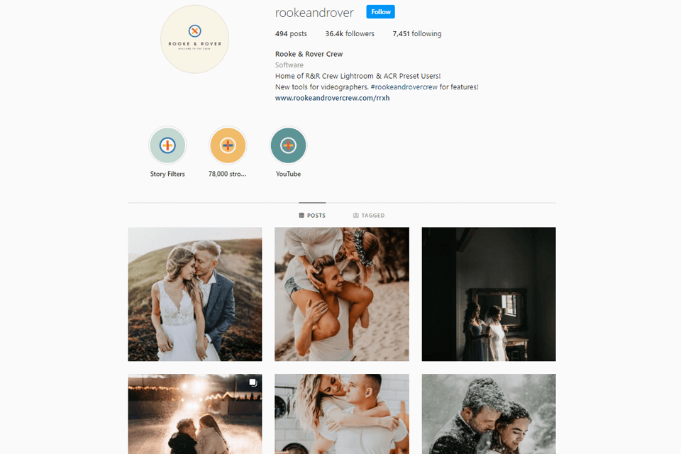 rooke and rover presets on instagram
