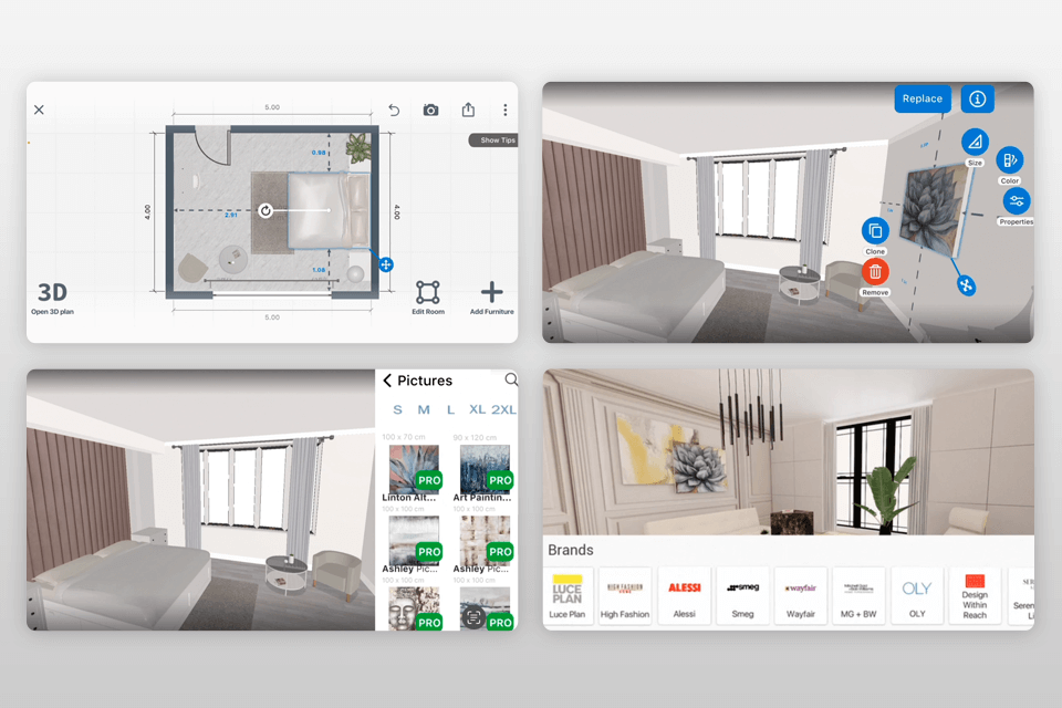 room planner virtual staging service interface