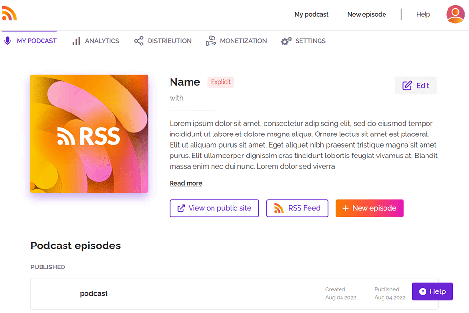 rss podcast solution control panel