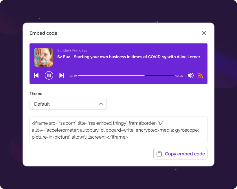 rss podcast solution emmebed code