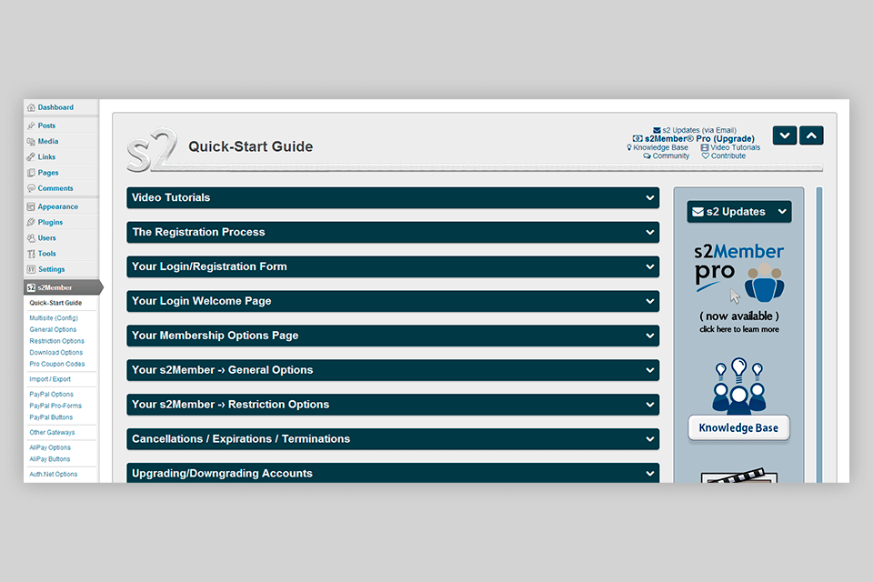s2member wordpress membership plugin interface