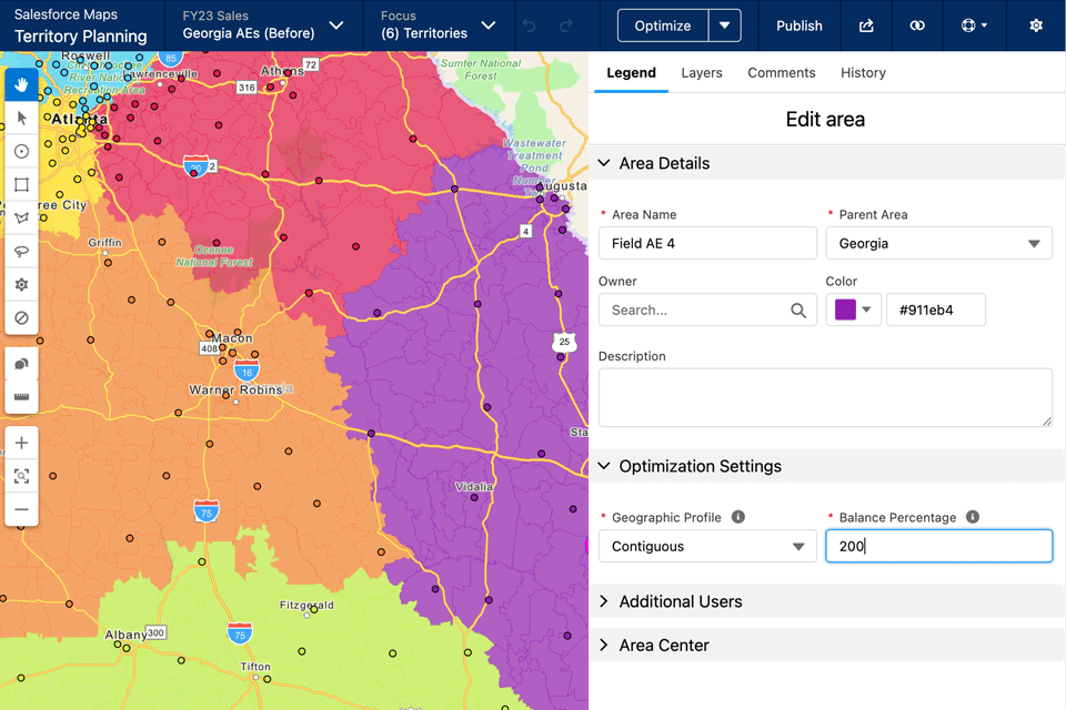 salesforce map location intelligence software interface