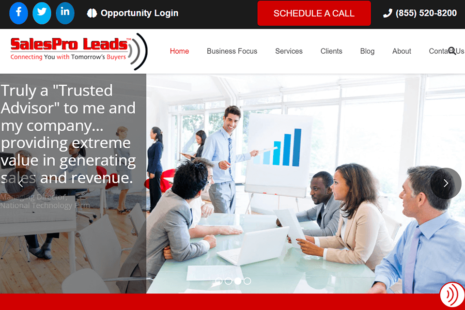 salespro lead generation company interface
