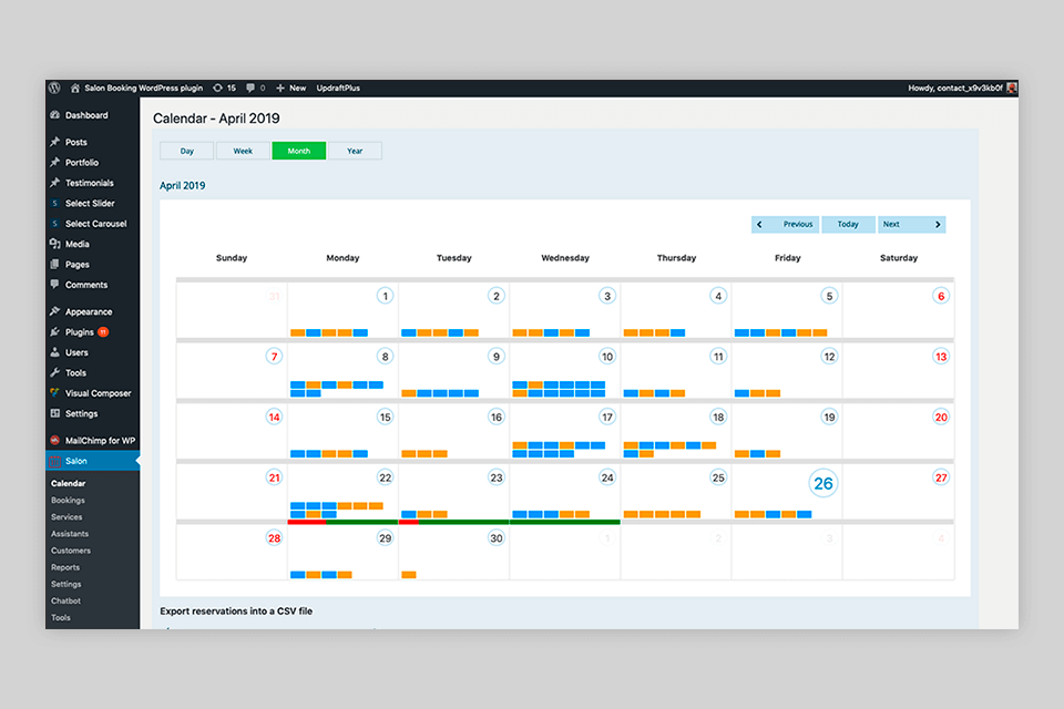 salon booking system wordpress booking plugin interface