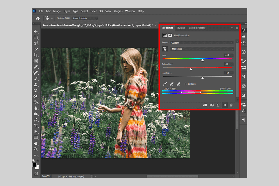 saturation in photoshop