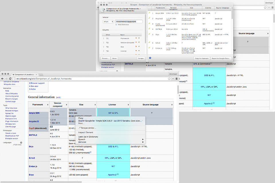 scraper web crawler tool interface