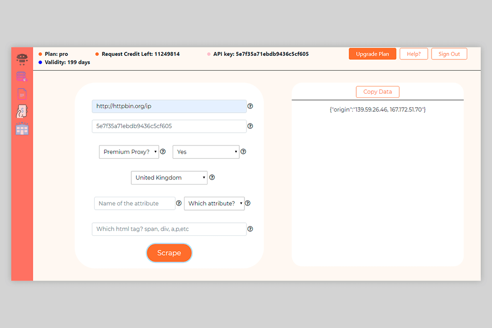 scrapingdog interface