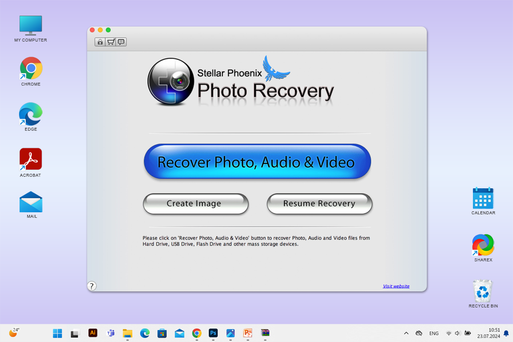 stellar photo recovery interface