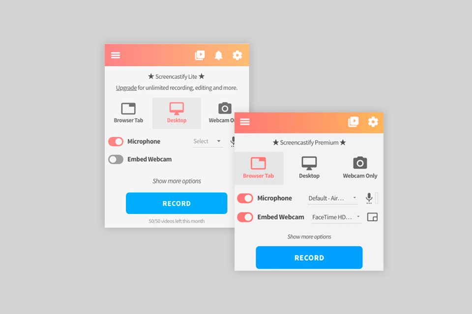screencastify chrome audio recorder interface