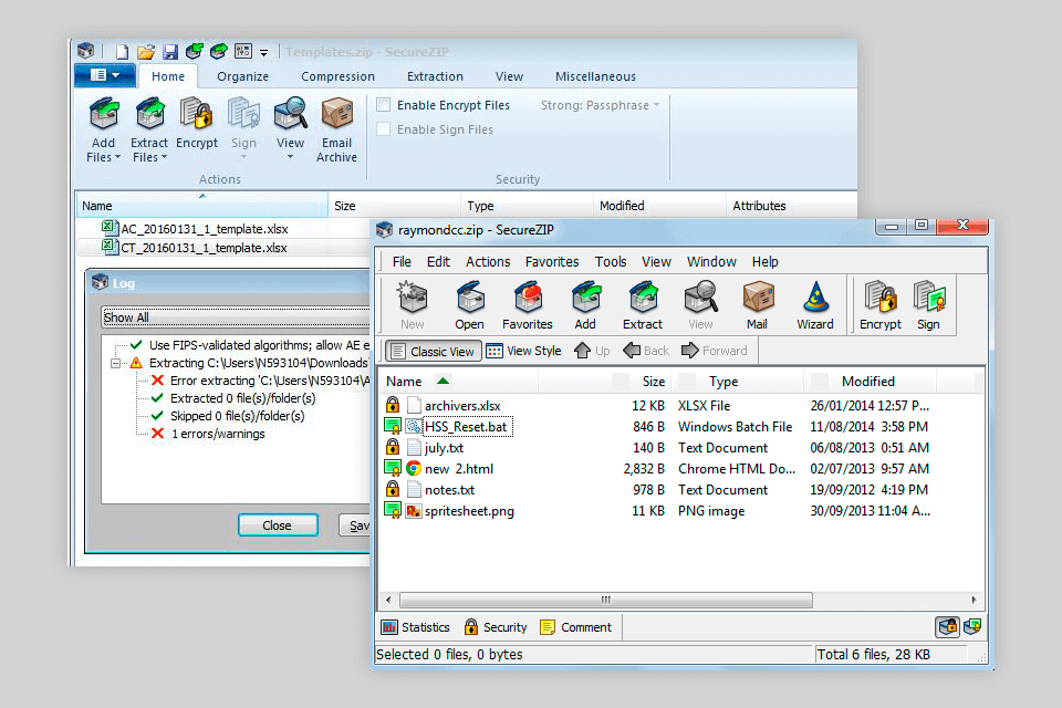 secure zip download interface