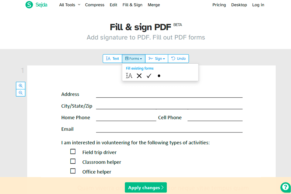 sejda kostenlose pdf-editor-schnittstelle