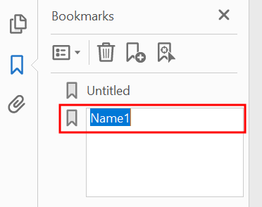 select a name to create bookmarks in adobe reader