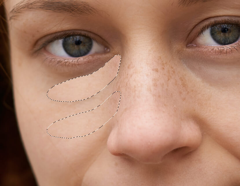 select an area to remove dark circles under eyes photoshop