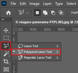 select the lasso tool to make a waterfall in photoshop