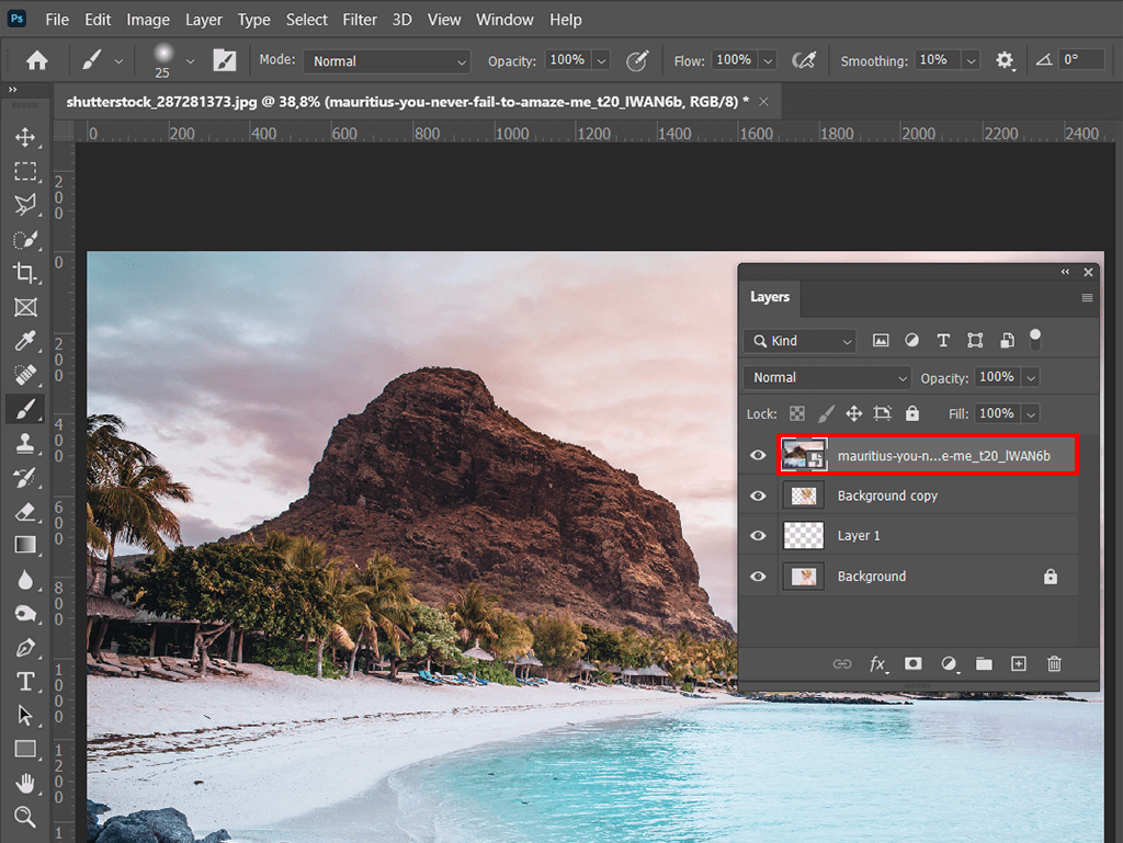 select the landscape for double exposure effect