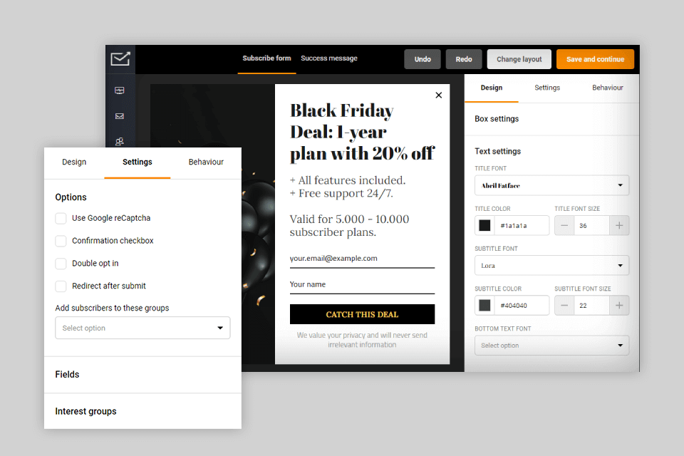 sender popup builder for wordpress