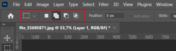 set the mode to use marquee tool in photoshop