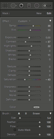 settings for whitening eyes in lightroom