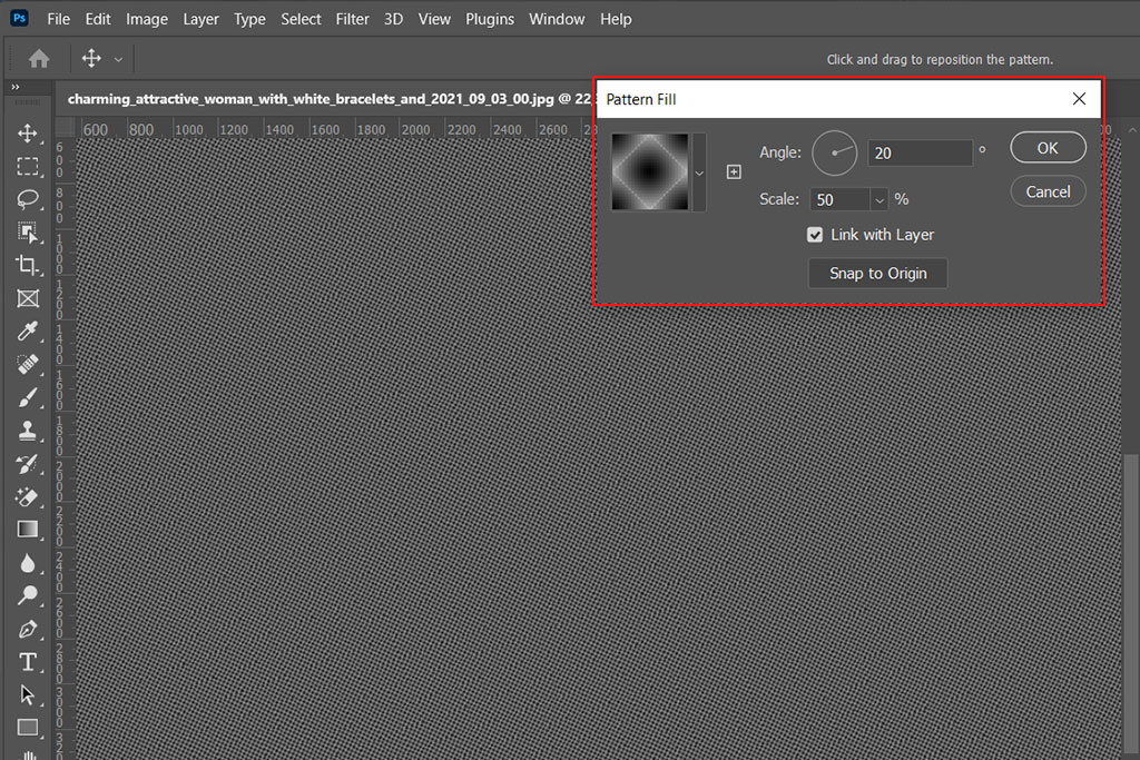 settings halftone pattern in photoshop