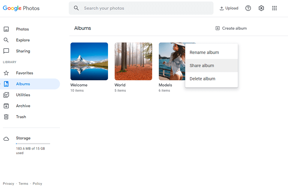 google photos tips album sharing