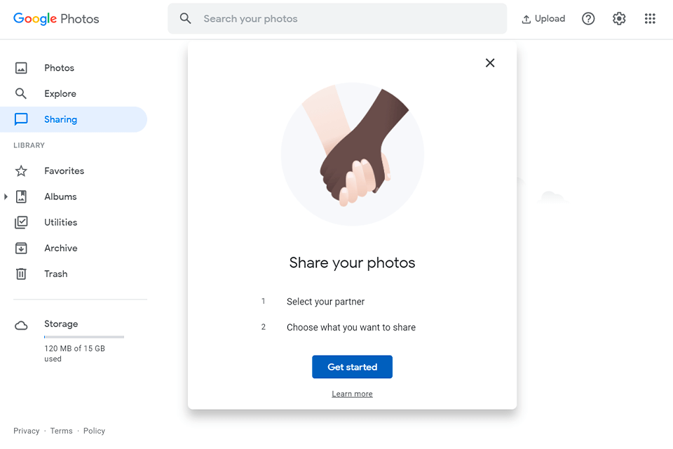 google photos tips share to partner
