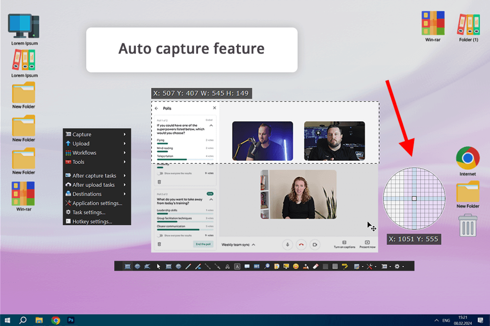 sharex screen recorder for google meet interface