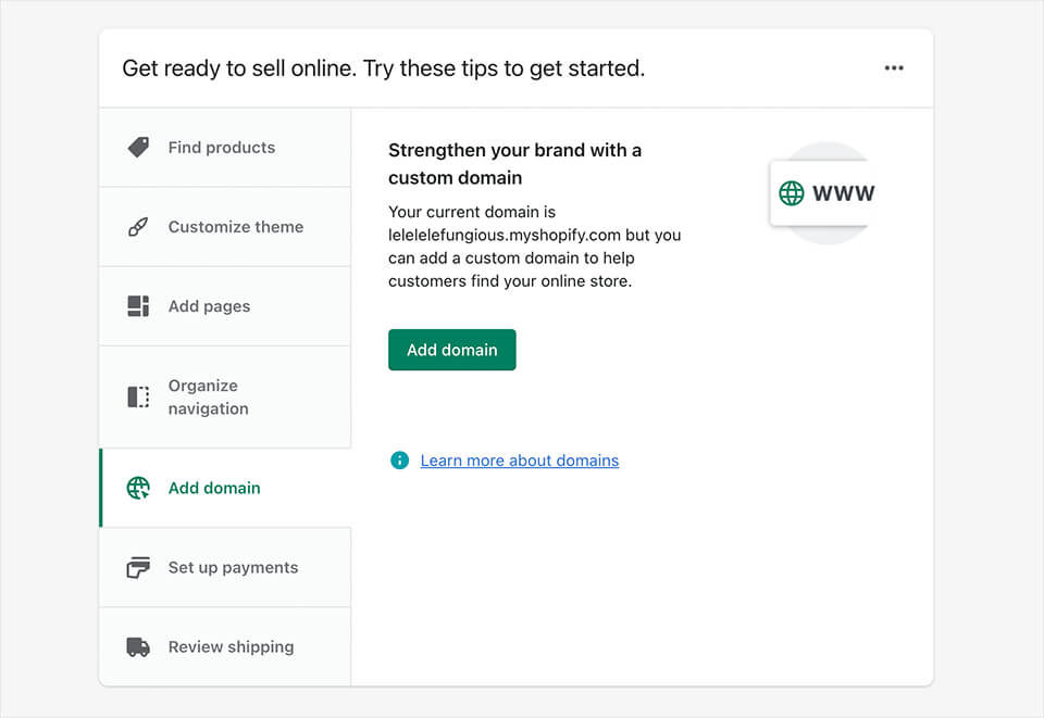 shopify choose domain name