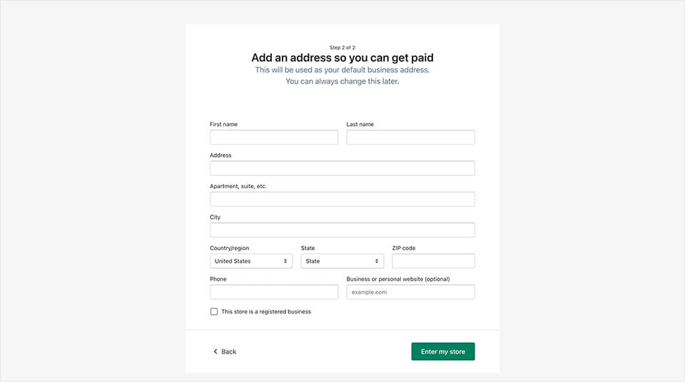 shopify register