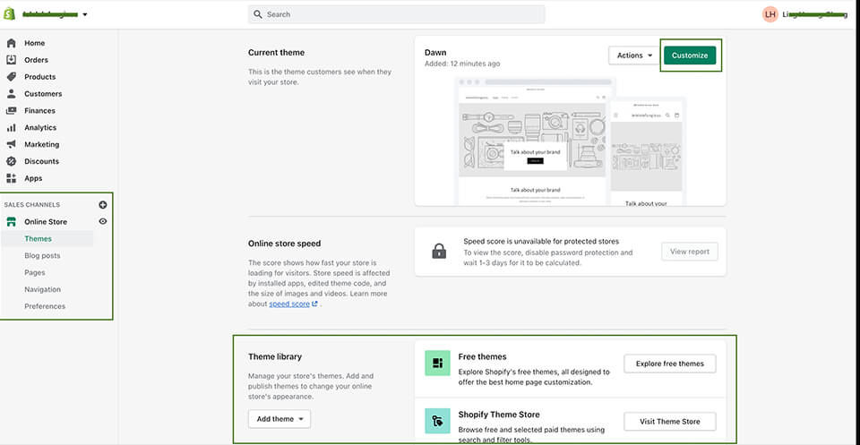 shopify themes customization