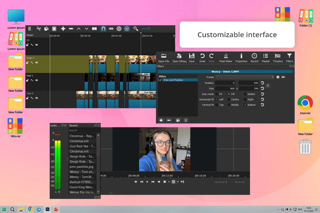 shotcut split screen video editor