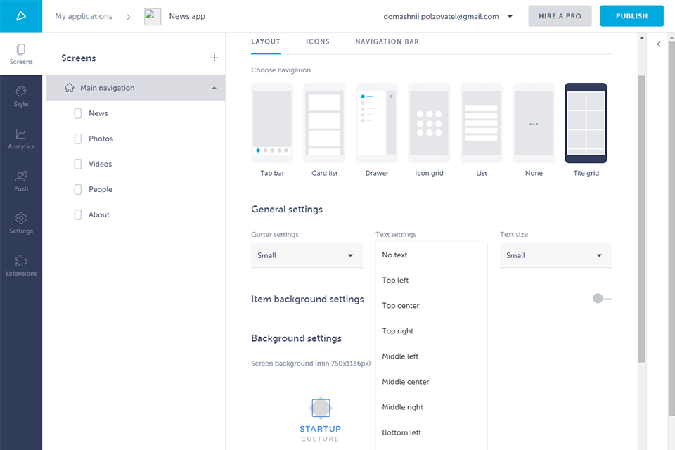 shoutem free app builders interface