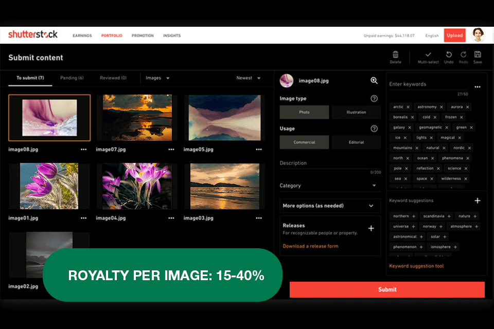 shutterstock place to sell photos online