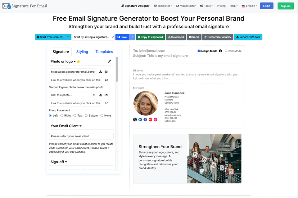 signatureforemail email signature generator