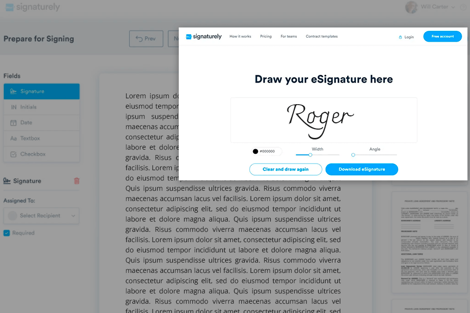 signaturely esignature app interface