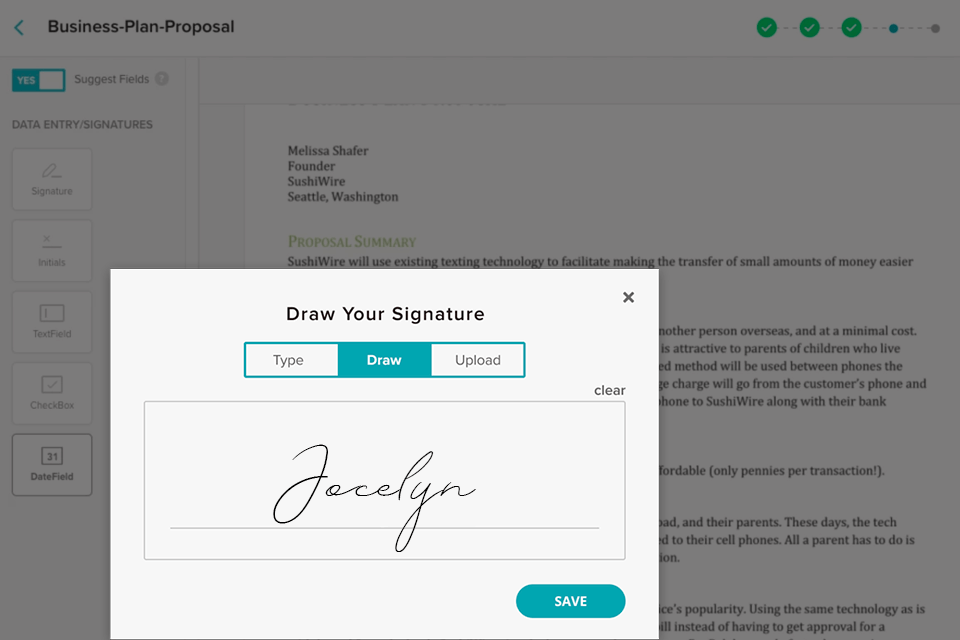 signwell esignature app interface