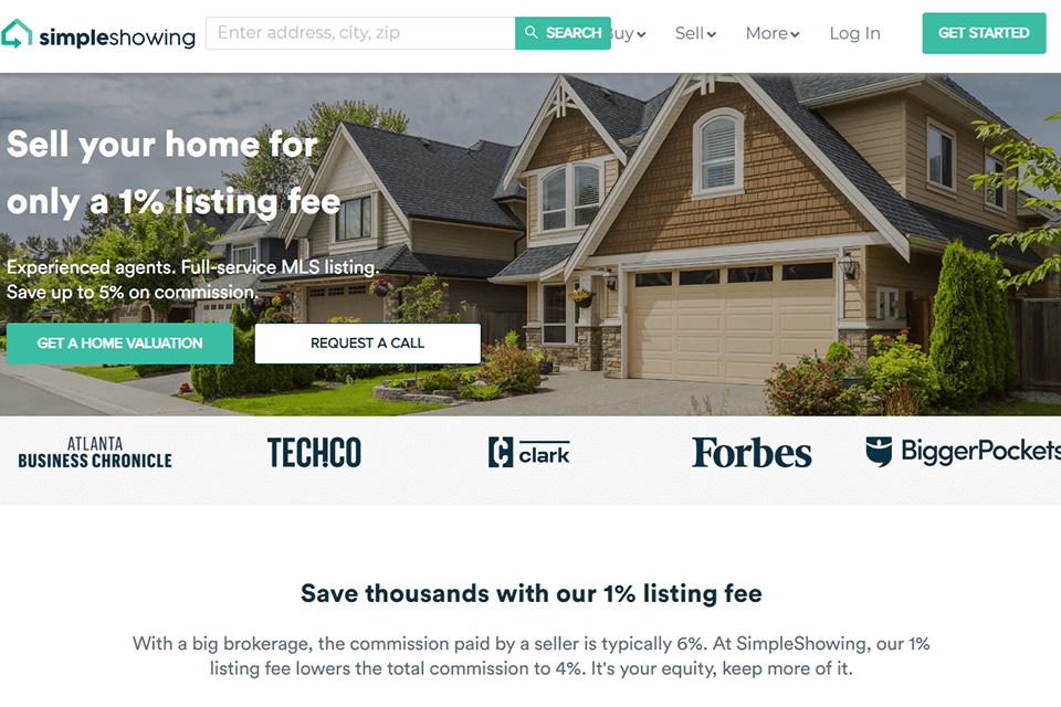 simple showing real estate website