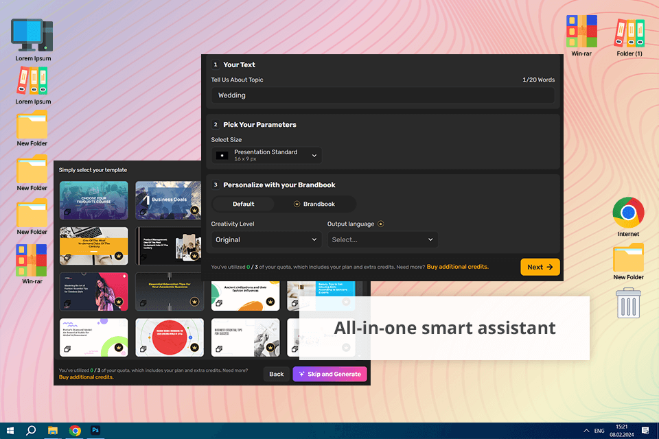 interfaz simplificada del creador de presentaciones con inteligencia artificial