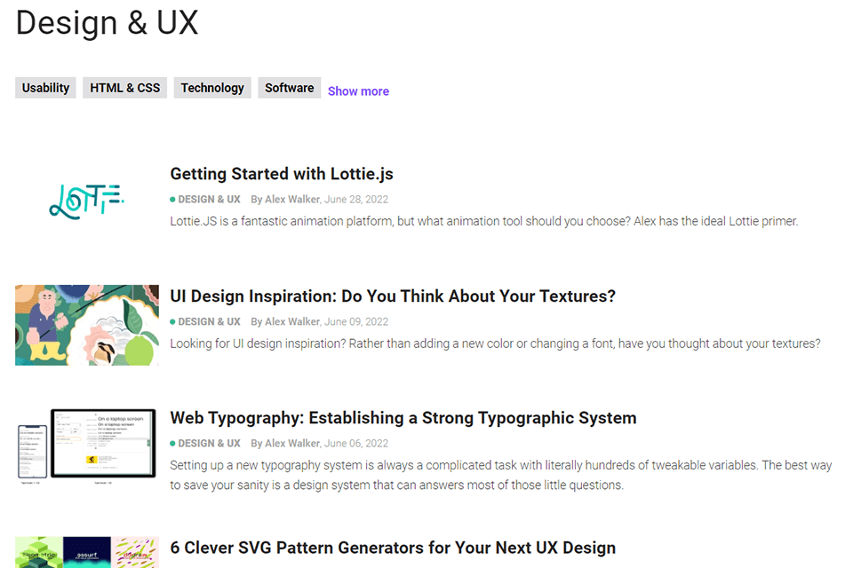 site point واجهة مدونة بتصميم رسومي