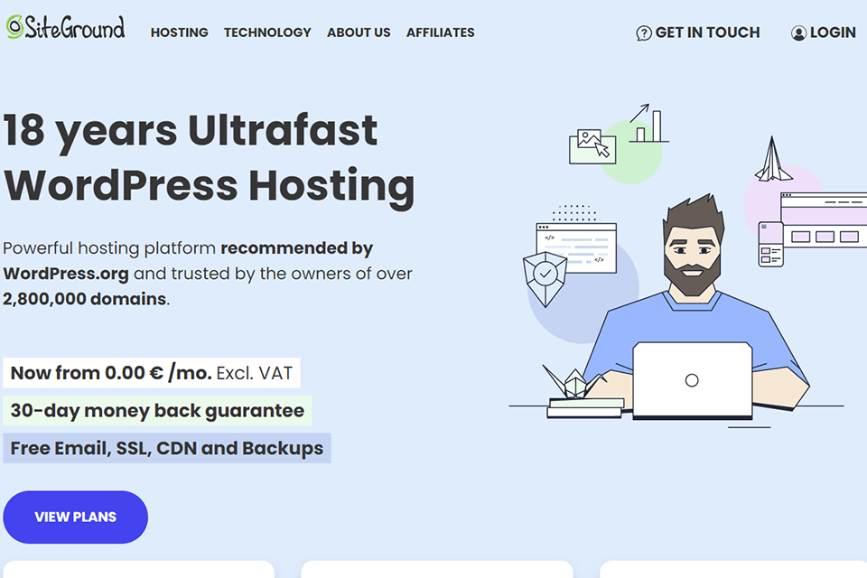 siteground wordpress hosting service website