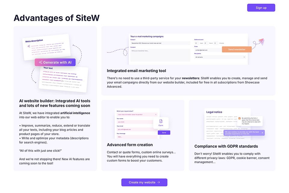 sitew portfolio website builder