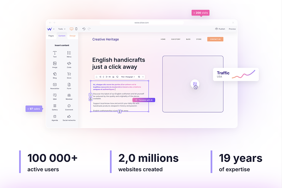 sitew, créateur de sites web portfolio
