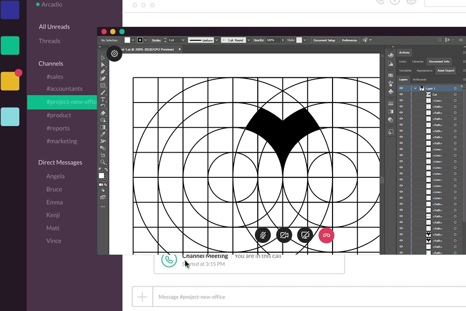 slack screen sharing apps interface