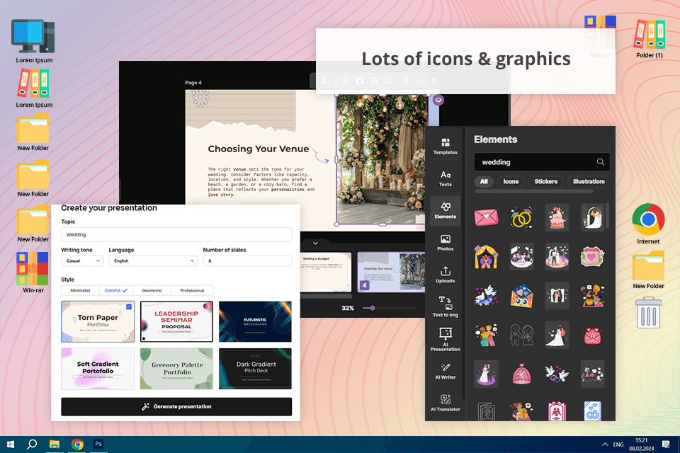 interfaz del creador de presentaciones con inteligencia artificial de slidesgo