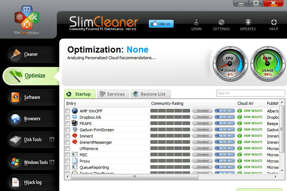 slimcleaner free download interface