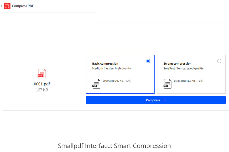 smallpdf interface smart compression