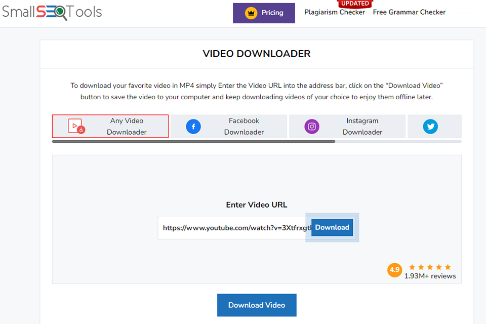 smallseotools best video downloader for chrome