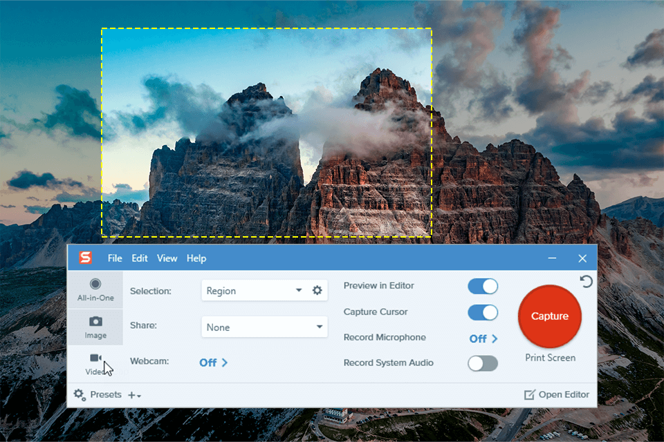 snagit hd screen recorder interface